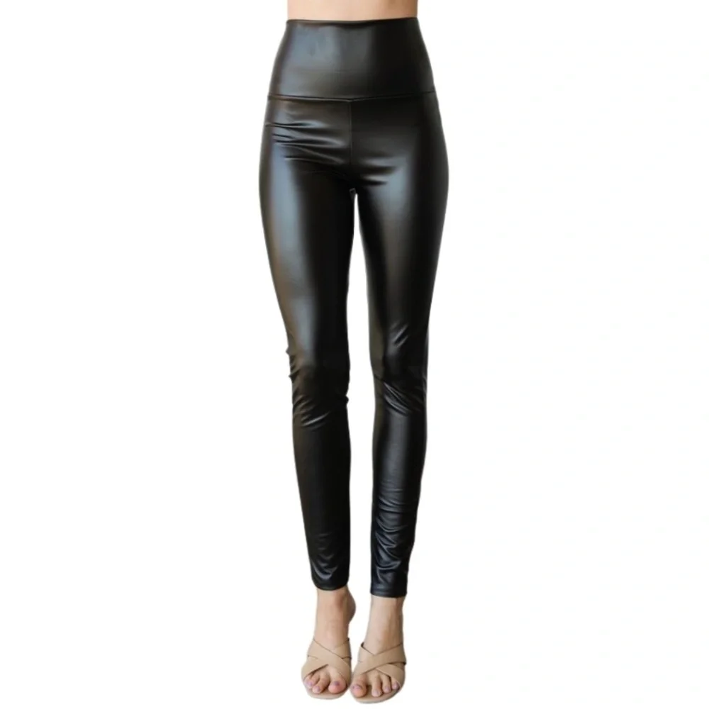 Black High Waist Faux Leather Leggings